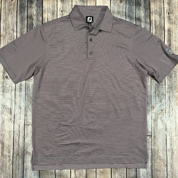 FootJoy Performance Stretch Short Sleeve Golf Polo Shirt Large Red Grey Striped - Picture 2 of 8